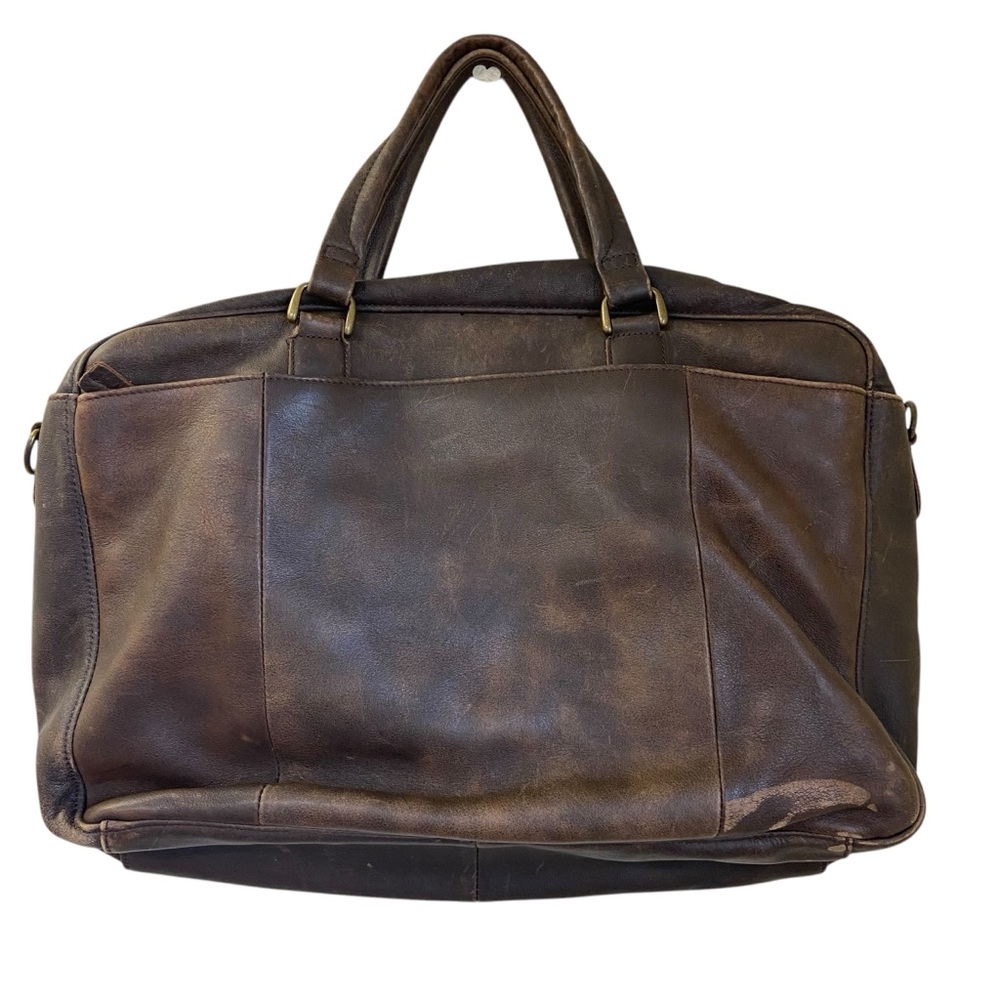 Vintage LL Bean Leather Bag Briefcase Laptop Work Business Brown Distressed - Picture 3 of 16